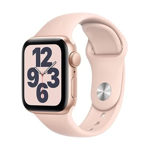 Apple Watch SE GPS, 40mm Gold Aluminium Case with Pink Sand Sport Band - Regular