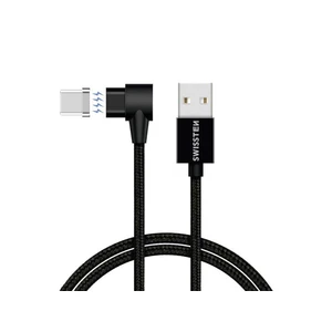 Mágneses adatkábel Swissten Arcade textil s USB-C konektorom és gyorstöltés támogatással, fekete