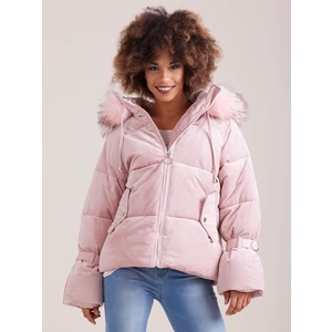 Winter pink velvet down jacket