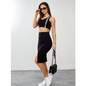 Summer black ribbed knitwear