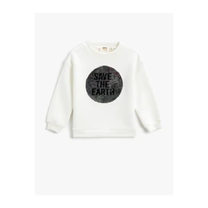 Koton Reversible Sequins Embroidered Sweatshirt With Crew Neck