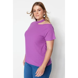 Trendyol Curve Purple Knitted Cutout Detailed Blouse