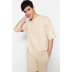 Trendyol Limited Edition Beige Men's Relaxed Crew Neck Short Sleeve T-Shirt
