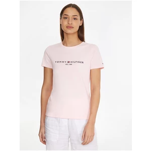 Světle růžové dámské tričko Tommy Hilfiger - Dámské
