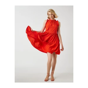 Koton Frilled Mini Dress With Halter Neck Satin-Look
