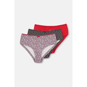 Dagi Red 3-Pack Patterned Cotton Hipster