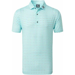 Footjoy Half Moon Geo Mens Polo Shirt White/Aqua Surf/Maui Blue/Lava XL