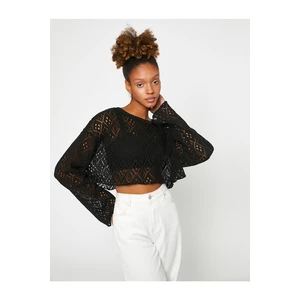 Koton Crop T-Shirt Crochet Long Sleeve