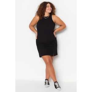 Trendyol Curve Black Basic Corduroy Knitted Knitted Halterneck Singlet