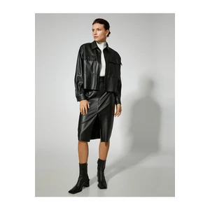 Koton Midi Length Skirt With Leather Look