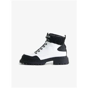 Black & White Desigual Trekking White Ankle Boots - Ladies