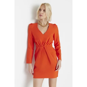 Trendyol Limited Edition Orange Pleated Dress
