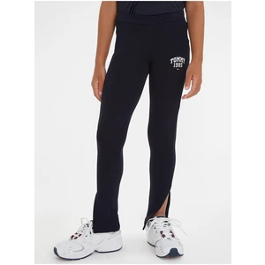 Tmavě modré holčičí legíny Tommy Hilfiger Tommy Varsity Legging - Holky