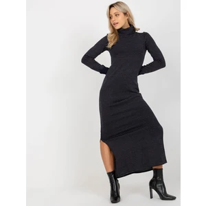 Casual maxi dress with turtleneck in navy blue