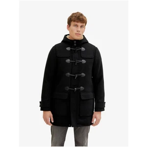 Black Men's Winter Coat with Hood and Wool Added Tom Tailor - Men