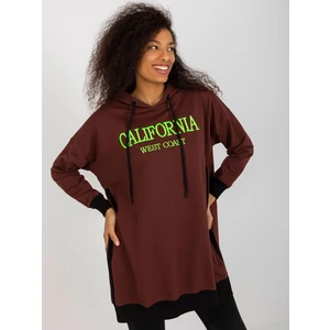 Dark brown long oversized hoodie with slits