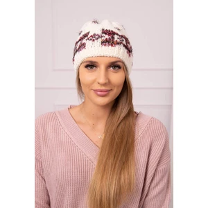 Ladies beanie Otylia K387 ecru+burgundy