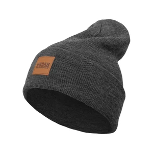 Leatherpatch Long Beanie charcoal