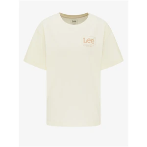 Cream Women's T-Shirt with Lee Print - Women