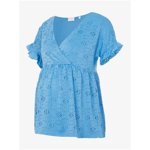 Blue perforated maternity blouse Mama.licious Dinna - Women