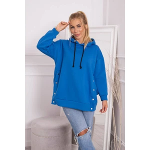 Insulated sweatshirt with snap studs purplish blue