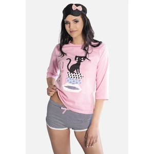 Aprodit Cat Pyjamas Pink and Navy