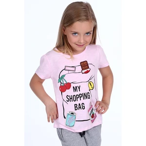 Girls' T-shirt with patches in light pink