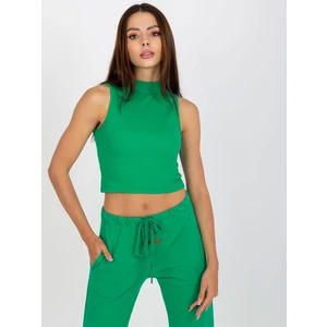 Basic Green Cotton Striped Top