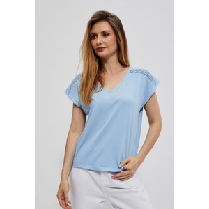 Blouse with openwork decorations - blue