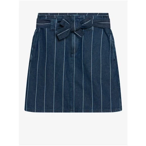 Blue Striped Short Denim Skirt with ORSAY Tie - Women