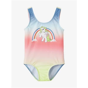 Pink-Blue Girl Patterned One Piece Swimwear name it Makina - Girls