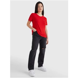 Červené dámské basic tričko Tommy Jeans - Dámské