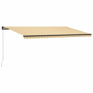 Ručně zatahovací markýza 500x300 cm Dekorhome Bílá / žlutá,Ručně zatahovací markýza 500x300 cm Dekorhome Bílá / žlutá