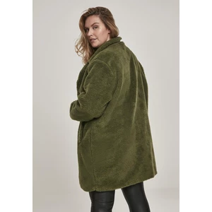 Ladies Oversized Sherpa Coat olive