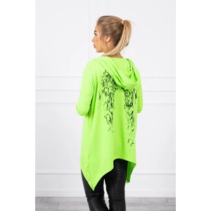 Sweatshirt with a print of wings green neon