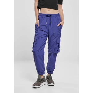 Ladies High Waist Crinkle Nylon Cargo Pants Bluepurple