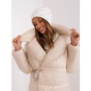 Women's winter hat Ecru with rhinestones