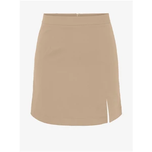 Beige Ladies Mini Skirt with Slit Pieces Thelma - Women