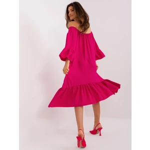 Fuchsia women's dress with frills