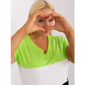 Light green and black cotton blouse of larger size