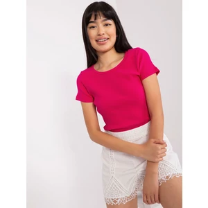 Fuchsia basic women's blouse with short sleeves