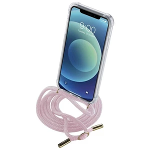 Cellularline Neck-Case zadní kryt čirý pro Apple iPhone 12 Pro, s růžovou šňůrkou