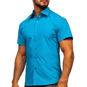Cămașă elegantă mâneca scurtă albastră Bolf 7501