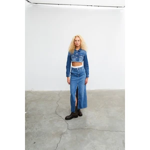 VATKALI Slit denim maxi skirt