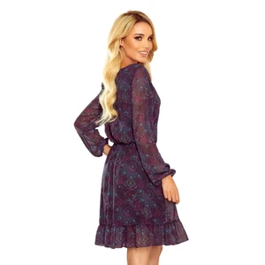 295-4 BAKARI airy chiffon dress with a neckline - pink and blue MANDALE