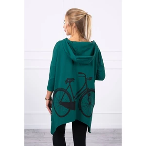 Sweatshirt with a bicycle print green