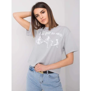 RUE PARIS Gray t-shirt with a print