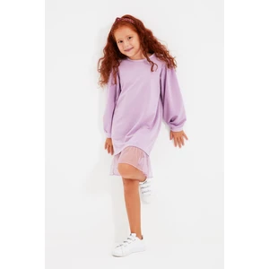 Trendyol Lilac Tulle Garnish Girl Knitted Dress