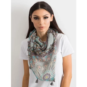 Gray scarf with an ethnic pattern