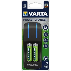 Nabíjačka Varta Pocket Charger + AA, 2 100 mAh, 2 ks (57642101451) nabíjačka pre batérie 2× AA/2× AAA • nabíjanie 2 alebo 4 batérií zároveň • možnosť